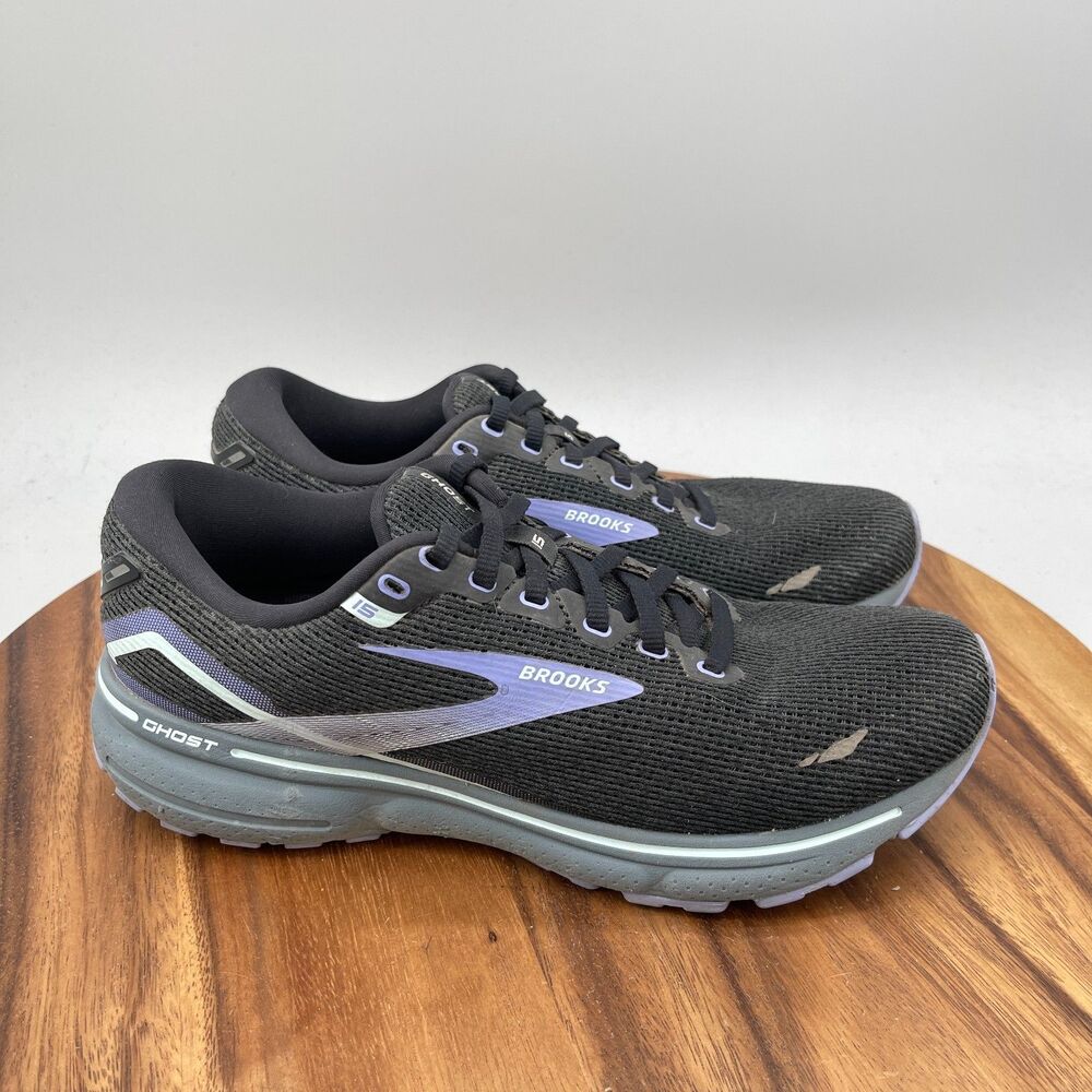 Brooks Ghost 15 Shoes Womens Size 10.5 B Black Purple Running Comfort Walking